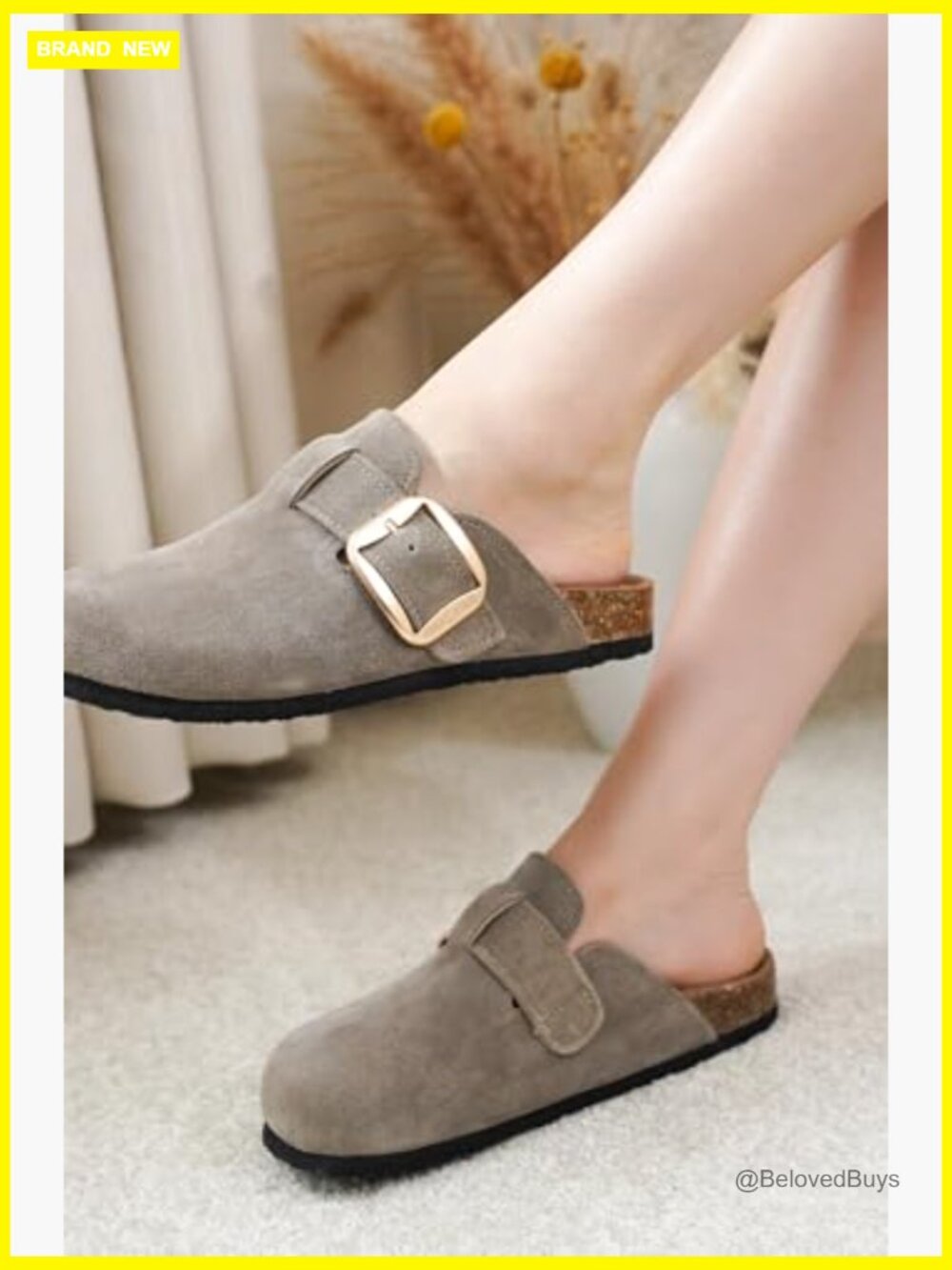 Genuine Leather Clogs Memory Foam Non-Slip Cork Footbed Women Mules - Picture 2 of 6